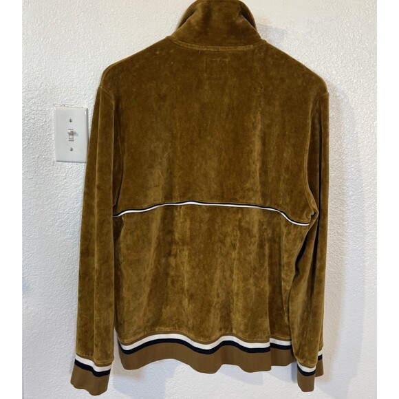 NWOT Todd Snyder Retro Velour Polo Size L Pullover Shirt Piping Mustard Brown - Picture 2 of 12